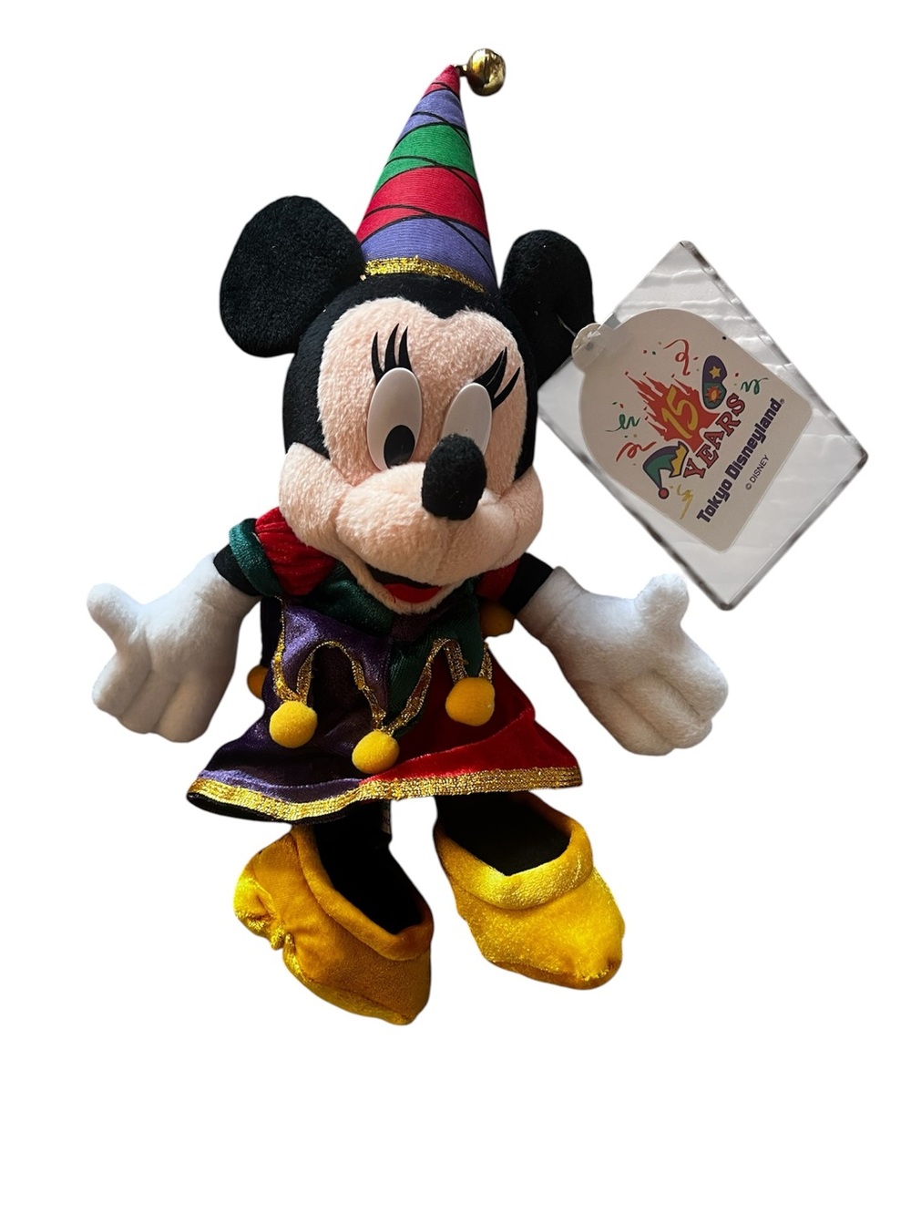 Disney Minnie Mouse Jester Plush - Red, Green, Purple, Yellow, Black